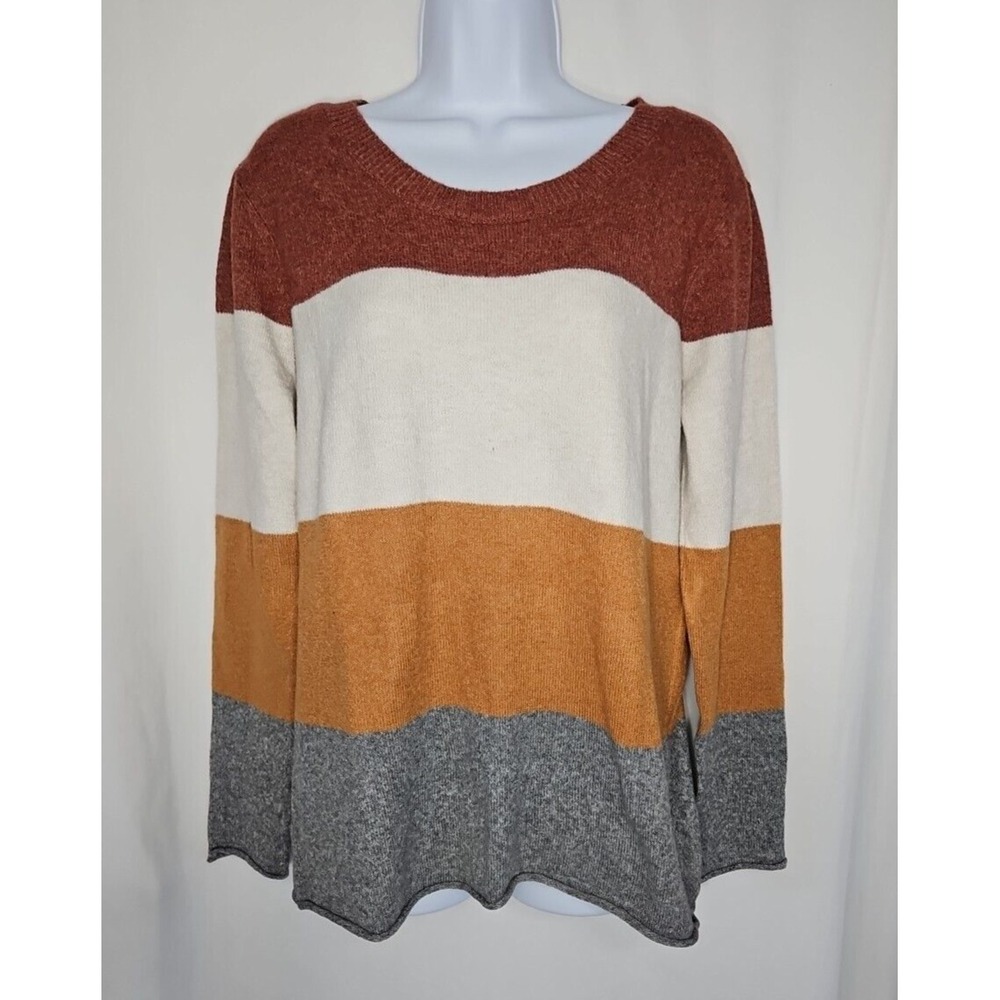 Pinque Women's Rust‎ Colorblock Lightweight Pullover Sweater Size XL NWT